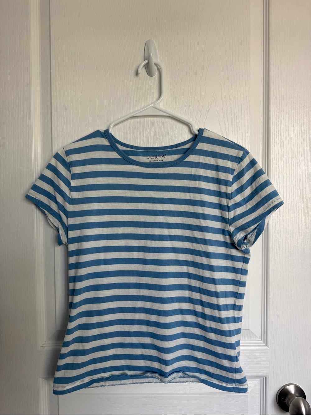 J. Crew Blue and White Striped Short-Sleeve Tee